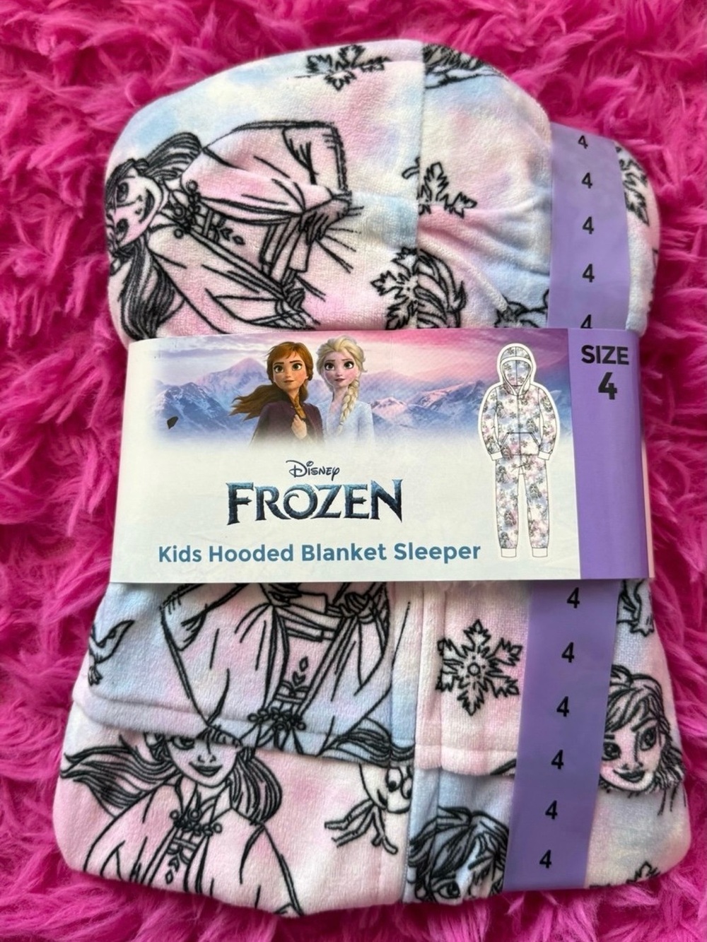 Disney Frozen Kids Hooded Blanket Sleeper - Pink, Light Blue